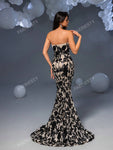 Faeriesty Floral Sequin Mermaid Hem Tube Party Dress Black Elegant Formal Evening Prom Wedding Guest Gown, For Graduation, Dinner