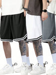 3pcs/Set Men's American-Style Basketball Shorts, Summer Lightweight Loose Sports Pants, Ice Silk Quick-Drying Casual Knee Length Shorts