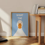 1pcsWhat The Duck Print Art Picture Funny Cute Animal Canvas Posters Modern Wall Painting For Bathroom Bedroom Dorm DecorFrameless