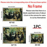 1pc  Cafe Poster, Witchy Impressionist Print, Halloween Witches And Black Cats Wall Art