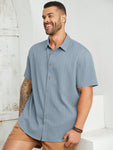 Manfinity Homme Men's Plus Size Woven Casual Button-Front Short Sleeve Shirt - MapleCo