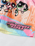 The Powerpuff Girls | ROMWE Men's Casual Loose Cartoon And Letter Printed Drawstring Waist Shorts Summer, School