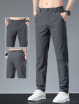 Men's Solid Color Casual Tapered Pants With Pockets