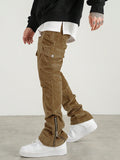 Manfinity EMRG Men's Solid Color Cargo Pants With Pockets And Zipper Hem, Casual Trendy