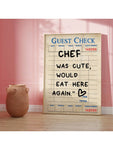 1pc Guest Check Wall Art, Chef Was Cute Would Eat Here Again, This Must Be The Place,  Guest Check, Red Chef Art Print, Poster Guest Check, Canvas Wall Decor For Living Room, Bed Room