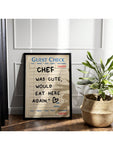 1pc Guest Check Wall Art, Chef Was Cute Would Eat Here Again, This Must Be The Place,  Guest Check, Red Chef Art Print, Poster Guest Check, Canvas Wall Decor For Living Room, Bed Room