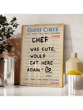 1pc Guest Check Wall Art, Chef Was Cute Would Eat Here Again, This Must Be The Place,  Guest Check, Red Chef Art Print, Poster Guest Check, Canvas Wall Decor For Living Room, Bed Room