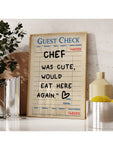 1pc Guest Check Wall Art, Chef Was Cute Would Eat Here Again, This Must Be The Place,  Guest Check, Red Chef Art Print, Poster Guest Check, Canvas Wall Decor For Living Room, Bed Room