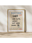 1pc Guest Check Wall Art, Chef Was Cute Would Eat Here Again, This Must Be The Place,  Guest Check, Red Chef Art Print, Poster Guest Check, Canvas Wall Decor For Living Room, Bed Room