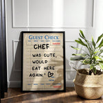 1pc Guest Check Wall Art, Chef Was Cute Would Eat Here Again, This Must Be The Place,  Guest Check, Red Chef Art Print, Poster Guest Check, Canvas Wall Decor For Living Room, Bed Room