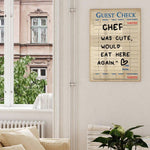 1pc Guest Check Wall Art, Chef Was Cute Would Eat Here Again, This Must Be The Place,  Guest Check, Red Chef Art Print, Poster Guest Check, Canvas Wall Decor For Living Room, Bed Room