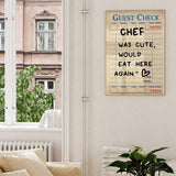 1pc Guest Check Wall Art, Chef Was Cute Would Eat Here Again, This Must Be The Place,  Guest Check, Red Chef Art Print, Poster Guest Check, Canvas Wall Decor For Living Room, Bed Room