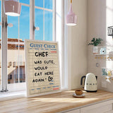 1pc Guest Check Wall Art, Chef Was Cute Would Eat Here Again, This Must Be The Place,  Guest Check, Red Chef Art Print, Poster Guest Check, Canvas Wall Decor For Living Room, Bed Room