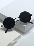 1pc Retro Small Round Fashion Glasses Toad Mirror Crown Prince Mirror Round Frame Fashion Glasses