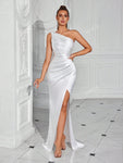 ADYCE One Shoulder Formal Ruffle