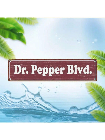 1pc Dr. Pepper Blvd Decorative Street Sign, Vintage Wall Art, Multipurpose English Text, Pre-Drilled Holes For Easy Installation, 4x16 Inches