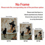 1pc Pondering  In Bathtub Poster, Light Academia Art, Gothic Halloween Print, Pretty Whimsigoth Wall Art, Black Cat Lover Gift, Canvas Posters, Canvas Wall Decor For Home, Living Room, Bed Room, Kitchen ,Bathroom