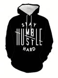 Plus Size Men STAY Trendy Text 3D Printed Hoodie Fashion Casual Hoodie Autumn Winter, Shirt For Men