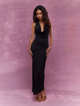 MISSGUIDED Jersey Plunge Cowl Halter Neck Maxi Dress