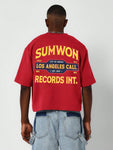 SUMWON Crop Fit Tee With Front And Back Graphic Print