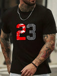 Men's Fashion Number 23 Printed Round Neck Short Sleeve Daily Casual Popular T-Shirt