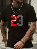 Men's Fashion Number 23 Printed Round Neck Short Sleeve Daily Casual Popular T-Shirt