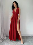 SHEIN Raffinéa Sexy Backless High Slit Long Formal Dress