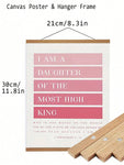 SURELIFE 1Pc Pink Bible Verse I Am A Daughter Of The Most High King Wall Art Prints Canvas Painting For Living Room