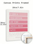 SURELIFE 1Pc Pink Bible Verse I Am A Daughter Of The Most High King Wall Art Prints Canvas Painting For Living Room