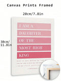 SURELIFE 1Pc Pink Bible Verse I Am A Daughter Of The Most High King Wall Art Prints Canvas Painting For Living Room