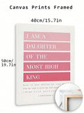 SURELIFE 1Pc Pink Bible Verse I Am A Daughter Of The Most High King Wall Art Prints Canvas Painting For Living Room