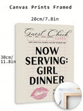 SURELIFE Girl Dinner College Apartment Canvas Poster Print Funny Kitchen Prints Guest Check Poster Pink Bar Cart Decor, Black Cocktail Wall Art Cute Chef Gifts - MapleCo