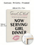 SURELIFE Girl Dinner College Apartment Canvas Poster Print Funny Kitchen Prints Guest Check Poster Pink Bar Cart Decor, Black Cocktail Wall Art Cute Chef Gifts