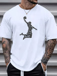 Men's Fashionable Basketball Letter Print T-Shirt