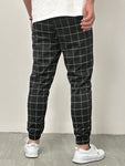 Manfinity Homme Men Loose Grid Print Drawstring Waist Pants