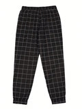 Manfinity Homme Men Loose Grid Print Drawstring Waist Pants