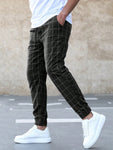 Manfinity Homme Men Loose Grid Print Drawstring Waist Pants