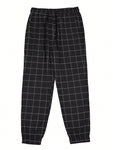 Manfinity Homme Men Loose Grid Print Drawstring Waist Pants