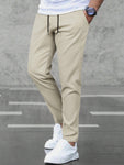 Manfinity Basics Men Solid Drawstring Waist Pants