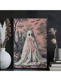 1pc Canvas Poster Lolita Ghost Halloween Fashion Wall Art Decor, High Quality Material, Suitable For Living Room, Kitchen, Home Decor, Wall Art And Gift, Can Be Hung Directly