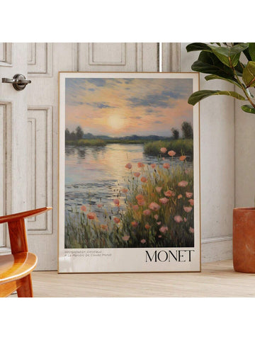 Claude Monet Poster - Mid Century Modern Wall Art For Aesthetic Room Decor | Monet Print As Best Friend Gift | Monet Exhibition Poster | Set Of 1 | Canvas Posters | Canvas Wall Decor For Home, Living Room, Bed Room, Kitchen ,Bathroom