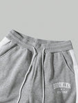 Manfinity Hypemode Men's Color Block Letter Print Drawstring Fleece Sweatpants