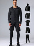 5pcs/Set Men's Quick Dry Fitness Clothing Set, Spring Running - MapleCo