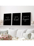 3pcs/Set Canvas Wall Art, Positive Quotes, Black Posters, Positive Motivational Prints Items, Stay Positive Prints, Inspirational Wall Art Prints, Home Office Wall Decor Art, Posters, Wall Art, Room Decoration Stuff