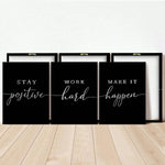 3pcs/Set Canvas Wall Art, Positive Quotes, Black Posters, Positive Motivational Prints Items, Stay Positive Prints, Inspirational Wall Art Prints, Home Office Wall Decor Art, Posters, Wall Art, Room Decoration Stuff