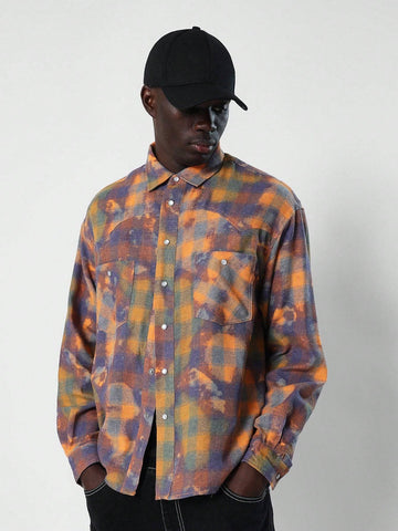 SUMWON Tie Dye Checkboard Western Shirt - MapleCo