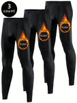 3pcs/Set Thick Winter Men's Compression Pants, Ideal For Fitness, Jogging