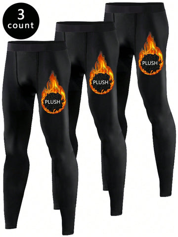 3pcs/Set Thick Winter Men's Compression Pants, Ideal For Fitness, Jogging