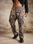 Manfinity Roughcore Plus Size Men's Drawstring Waist Leaf Print Casual Cargo Pants