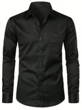 Men's Fashionable, Casual And Comfortable Business Slim Long-Sleeved Button-Down Shirt (With Pockets)